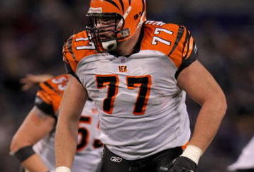 BALTIMORE - NOVEMBER 11:  Offensive lineman Andrew Whitworth #77 of the Cincinnati Bengals plays against the Baltimore Ravens at M&T Bank Staduim on November 11, 2007 in Baltimore, Maryland. Cincinnati defeated Baltimore 21-7.  (Photo by Doug Pensinger/Getty Images)