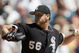 CHICAGO - AUGUST 12: Starting pitcher Mark Buehrle #56 of the Chicago White Sox delivers the ball against the Detroit Tigers on August 12, 2006 at U.S. Cellular Field in Chicago, Illinois. The White Sox defeated the Tigers 4-3. (Photo by Jonathan Daniel/Getty Images)