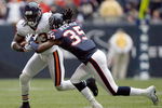 HOUSTON - DECEMBER 28:  Devin Hester #23 of the Chicago Bears runs after a catch against Jacques Reeves #35 of the Houston Texans during the second half at the Reliant Stadium on December 28, 2008 in Houston, Texas.  The Texans won 31-24.  (Photo by Harry How/Getty Images)