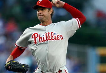 LOS ANGELES, CA - OCTOBER 12:  Jamie Moyer #50 of the Philadelphia Phillies on the mound in the first inning against the Los Angeles Dodgers in Game Three of the National League Championship Series during the 2008 MLB playoffs on October 12, 2008 at Dodger Stadium in Los Angeles, California.  (Photo by Jeff Gross/Getty Images)
