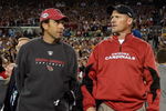 TAMPA, FL - FEBRUARY 01:  Offensive coordinator Todd Haley stands with head coach Ken Whisenhunt of the Arizona Cardinals against the Pittsburgh Steelers during Super Bowl XLIII on February 1, 2009 at Raymond James Stadium in Tampa, Florida.  (Photo by Jamie Squire/Getty Images)