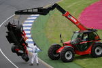 MELBOURNE, AUSTRALIA - APRIL 02:  The badly damaged Ferrari of Felipe Massa of Brazil is taken away after crashing at the start of the Australian Formula One Grand Prix at the Albert Park Circuit on April 02, 2006 in Melbourne, Australia.  (Photo by Mark Thompson/Getty Images)