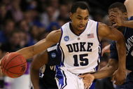 BOSTON - MARCH 26: Gerald Henderson #15 of the Duke Blue Devils dribbles against the Villanova Wildcats during the NCAA Men's Basketball Tournament East Regionals at TD Banknorth Garden on March 26, 2009 in Boston, Massachusetts. (Photo by Elsa/Getty Images)