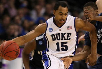 BOSTON - MARCH 26:  Gerald Henderson #15 of the Duke Blue Devils dribbles against the Villanova Wildcats during the NCAA Men's Basketball Tournament East Regionals at TD Banknorth Garden on March 26, 2009 in Boston, Massachusetts.  (Photo by Elsa/Getty Images)