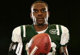HEMPSTEAD, NY - MARCH 06: Jerricho Cotchery poses at the Jets training facility at Hofstra University on March 06, 2007 in Hempstead, New York. (Photo by Nick Laham/Getty Images
