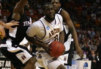 MIAMI - MARCH 20:  Guard James Harden #13  of the Arizona State Sun Devils drives past guard Eric Boateng #2 of the Temple Owls  during the first round of the NCAA Division I Men's Basketball Tournament at the American Airlines Arena on March 20, 2009 in Miami, Florida.  (Photo by Marc Serota/Getty Images)