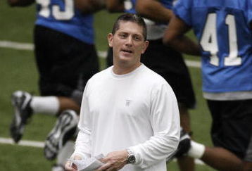 ALLEN PARK, MI - MAY 01:  Head coach Jim Schwartz of the Detroit Lions looks on during rookie orientation camp at the Detroit Lions Headquarters and Training Facility on May 1, 2009 in Allen Park, Michigan.  (Photo by Gregory Shamus/Getty Images)