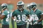 PHILADELPHIA - MAY 1: Wide receiver Jeremy Maclin #18 of the Philadelphia Eagles runs during minicamp practice at the NovaCare Complex on May 1, 2009 in Philadelphia, Pennsylvania. (Photo by Hunter Martin/Getty Images)