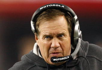 FOXBORO, MA - NOVEMBER 13: Coach Bill Belichick of the New England Patriots stands on the sidelines before the start of a game against the New York Jets at Gillette Stadium on November 13, 2008 in Foxboro, Massachusetts. (Photo by Jim Rogash/Getty Images)