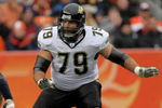 DENVER - OCTOBER 12:  Offensive tackle Tony Pashos #79 of the Jacksonville Jaguars protects the line of scrimmage against the Denver Broncos during NFL action at Invesco Field at Mile High on October 12, 2008 in Denver, Colorado. The Jaguars defeated the Broncos 24-17.  (Photo by Doug Pensinger/Getty Images)