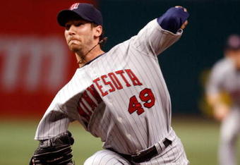 ST. PETERSBURG, FL - SEPTEMBER 19: Relief pitcher Craig Breslow #49 of the Minnesota Twins pitches against the Tampa Bay Rays during the game on September 19, 2008 at Tropicana Field in St. Petersburg, Florida. (Photo by J. Meric/Getty Images)