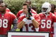 TEMPE, AZ - MAY 2 : Kurt Warner #13 of the Arizona Cardinals is presented with his 2009 Pro Bowl jersey during a team minicamp at the team training facility on May 2, 2009 in Tempe, Arizona. (Photo by Jonathan Willey/Getty Images)