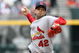 PHOENIX - APRIL 15: Starting pitcher Joel Pineiro #42 of the St. Louis Cardinals pitches against the Arizona Diamondbacks during the game at Chase Field on April 15, 2009 in Phoenix, Arizona. The Cardinals defeated the Diamondbacks 12-7. (Photo by Christian Petersen/Getty Images)
