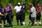 OWINGS MILLS, MARYLAND - MAY 8: Offensive lineman Michael Oher #74 of the Baltimore Ravens listens to a coach during minicamp at the practice facility on May 8, 2009 in Owings Mills, Maryland. (Photo by Ned Dishman/Getty Images)