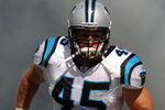 CHARLOTTE, NC - SEPTEMBER 28:  Fullback Brad Hoover #45 of the Carolina Panthers runs out of the tunnel during introductions before the game against the Atlanta Falcons at Bank of America Stadium on September 28, 2008 in Charlotte, North Carolina. The Carolina Panthers won the game 24-9. (Photo by Steve Dykes/Getty Images)