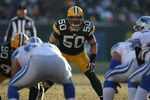 GREEN BAY, WI - DECEMBER 28: A.J. Hawk #50 of the Green Bay Packers awaits the snap against the Detroit Lions on December 28, 2008 at Lambeau Field in Green Bay, Wisconsin. The Packers defeated the Lions 31-21. The Packers defeated the Lions 31-21. (Photo by Jonathan Daniel/Getty Images)