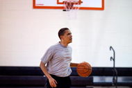 WASHINGTON - MAY 9:  In this handout provide by the White House, U.S. President Barack Obama plays basketball at Fort McNair on May 9, 2009 in Washington, DC. Obama is serving as the 44th President of the U.S. and the first African-American to be elected to the office of President in the history of the United States.  (Photo by Pete Souza/White House via Getty Images)