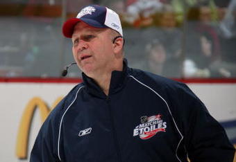 MONTREAL - JANUARY 24:  Eastern Conference All-Star head coach Claude Julien of the Boston Bruins takes part in the McDonalds/NHL All-Star open practice as part of the 2009 NHL All-Star weekend on January 24, 2009 at the Bell Centre in Montreal, Canada.  (Photo by Dave Sandford/Getty Images)