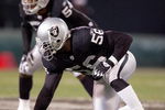 OAKLAND, CA - DECEMBER 23: Derrick Burgess #56 of the Oakland Raiders gets ready to move at the snap during the game against the Kansas City Chiefs at McAfee Coliseum on December 23, 2006 in Oakland, California. (Photo by Jed Jacobsohn/Getty Images)