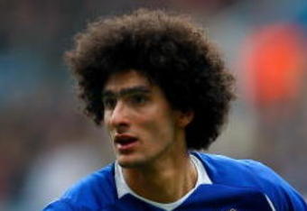 BIRMINGHAM, ENGLAND - APRIL 12:  Everton forward Marouane Fellaini in action during the Premier League  match between Aston Villa and Everton at Villa Park on April 12, 2009 in Birmingham, England.  (Photo by Stu Forster/Getty Images)