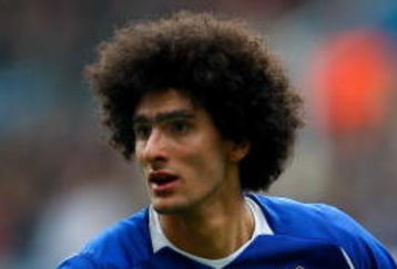 BIRMINGHAM, ENGLAND - APRIL 12:  Everton forward Marouane Fellaini in action during the Premier League  match between Aston Villa and Everton at Villa Park on April 12, 2009 in Birmingham, England.  (Photo by Stu Forster/Getty Images)