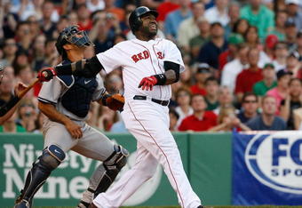 BOSTON - APRIL 25:  David Ortiz #34 of the Boston Red Sox bats against the New York Yankees at Fenway Park on April 25, 2009 in Boston, Massachusetts. (Photo by Jim Rogash/Getty Images)