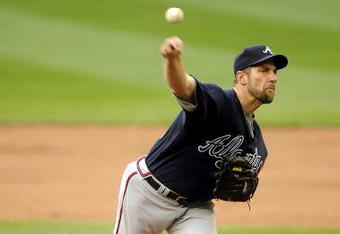 WASHINGTON - APRIL 12:  John Smoltz #29 of the Atlanta Braves pitches against the Washington Nationals April 12, 2008 at Nationals Park in Washington, DC.  (Photo by Greg Fiume/Getty Images)