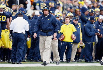 ANN ARBOR, MI - OCTOBER 25:  Head Coach Rich Rodriguez of the Michigan Wolverines watches from the sidelines during the game against the Michigan State Spartans on October 25, 2008 at Michigan Stadium in Ann Arbor, Michigan. Michigan State won the game 35-21. (Photo by Gregory Shamus/Getty Images)