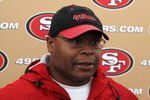 SANTA CLARA, CA - MAY 01:  Head coach Mike Singletary of the San Francisco 49ers talks with the media during the 49ers Minicamp at their training facilities on May 1, 2009 in Santa Clara, California.  (Photo by Jed Jacobsohn/Getty Images)
