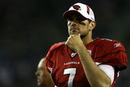 TAMPA, FL - FEBRUARY 01:  Quarterback Matt Leinart #7 of the Arizona Cardinals looks on against the Pittsburgh Steelers during Super Bowl XLIII on February 1, 2009 at Raymond James Stadium in Tampa, Florida.  (Photo by Jamie Squire/Getty Images)