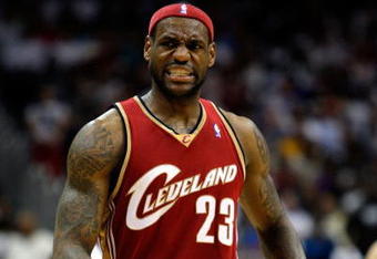 ATLANTA - MAY 11:  LeBron James #23 of the Cleveland Cavaliers reacts after a basket against the Atlanta Hawks during Game Four of the Eastern Conference Semifinals during the 2009 NBA Playoffs at Philips Arena on May 11, 2009 in Atlanta, Georgia.  NOTE TO USER: User expressly acknowledges and agrees that, by downloading and/or using this Photograph, user is consenting to the terms and conditions of the Getty Images License Agreement.  (Photo by Andy Lyons/Getty Images)