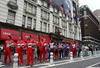 NEW YORK - MAY 18:  Dario Franchitti (L) driver of the #10 Target Chip Ganassi Racing Dallara Honda, Ryan Briscoe (C) driver of the #6 Team Penske Dallara Honda and Helio Castroneves, (R) driver of the #3 Team Penske Dallara Honda stand in the front row as all 33 IndyCar drivers lineup and pose for photos in the traditional Indianapolis 500 line up in Herald Square on May 18, 2009 in New York City. The drivers came to New York to promote the Indianapolis 500 which is the  fourth race on the 2009 IndyCar Series schedule.  (Photo by Chris McGrath/Getty Images)
