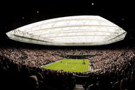 LONDON, ENGLAND - MAY 17:  A general view of the closed centre court roof during the Mixed Doubles match of Andre Agassi and Steffi Graf against Tim Henman and Kim Clijsters during the 'Centre Court Celebration' at Wimbledon on May 17, 2009 in London, England.  (Photo by AELTC/Pool/Getty Images)