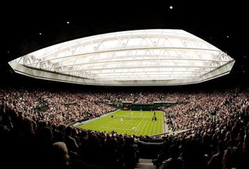 LONDON, ENGLAND - MAY 17:  A general view of the closed centre court roof during the Mixed Doubles match of Andre Agassi and Steffi Graf against Tim Henman and Kim Clijsters during the 'Centre Court Celebration' at Wimbledon on May 17, 2009 in London, England.  (Photo by AELTC/Pool/Getty Images)