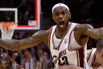 CLEVELAND - MAY 22:  LeBron James #23 and Sasha Pavlovic #3 of the Cleveland Cavaliers celebrate after James made the game winning three pointer against the Orlando Magic in Game Two of the Eastern Conference Finals during the 2009 Playoffs at Quicken Loans Arena on May 22, 2009 in Cleveland, Ohio. NOTE TO USER: User expressly acknowledges and agrees that, by downloading and or using this photograph, User is consenting to the terms and conditions of the Getty Images License Agreement  (Photo by Gregory Shamus/Getty Images)