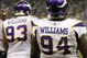 DETROIT - DECEMBER 07:  (L-R) Kevin Williams #93 and Pat Williams #94 of the Minnesota Vikings watch from the sidelines during the NFL game against the Detroit Lions at Ford Field on December 7, 2008 in Detroit, Michigan.  The Vikings defeated the Lions 20-16. (Photo by Christian Petersen/Getty Images)
