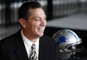 DETROIT , MI - JANUARY 16:  Jim Schwartz head coach of the Detroit Lions talks with the media after press conference to introduce him as the Lions new head coach on January 16, 2009 at Ford Field in Detroit, Michigan.  (Photo by Gregory Shamus/Getty Images)