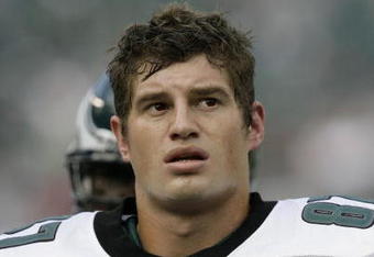 PHILADELPHIA - SEPTEMBER 21: Brent Celek #87 of the Philadelphia Eagles walks off the field during pre-game warmups before the start of their game against the Pittsburgh Steelers on September 21, 2008 at Lincoln Financial Field in Philadelphia, Pennsylvania. (Photo by Chris Gardner/Getty Images)