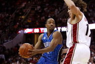 CLEVELAND - MAY 22: Rafer Alston #1 of the Orlando Magic handles the ball against Anderson Varejao #17 of the Cleveland Cavaliers in Game Two of the Eastern Conference Finals during the 2009 Playoffs at Quicken Loans Arena on May 22, 2009 in Cleveland, Ohio. NOTE TO USER: User expressly acknowledges and agrees that, by downloading and or using this photograph, User is consenting to the terms and conditions of the Getty Images License Agreement (Photo by Gregory Shamus/Getty Images)