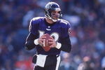 3 Nov 1996:  Quarterback Vinny Testaverde of the Baltimore Ravens drop back to pass during the Ravens 24-21 loss to the Cincinnati Bengals at Memorial Stadium in Baltimore, Maryland. Mandatory Credit: Doug Pensinger/ALLSPORT