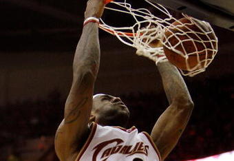 CLEVELAND - MAY 22: LeBron James #23 of the Cleveland Cavaliers dunks the ball against the Orlando Magic in Game Two of the Eastern Conference Finals during the 2009 Playoffs at Quicken Loans Arena on May 22, 2009 in Cleveland, Ohio. NOTE TO USER: User expressly acknowledges and agrees that, by downloading and or using this photograph, User is consenting to the terms and conditions of the Getty Images License Agreement  (Photo by Gregory Shamus/Getty Images)