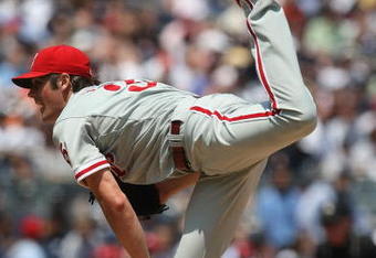 NEW YORK - MAY 24:  Cole Hamels #35 of the Philadelphia Phillies pitches against the New York Yankees on May 24, 2009 at Yankee Stadium in the Bronx borough of New York City.  (Photo by Nick Laham/Getty Images)