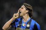 MILAN, ITALY - MAY 02:  Zlatan Ibrahimovic of Inter celebrates a goal during the Serie A match between Inter and Lazio at the Stadio Meazza on May 02, 2009 in Milan, Italy. (Photo by New Press/Getty Images)