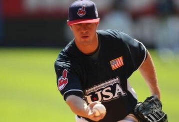 BRONX, NY - JULY 13:  Matt Laporta of the Cleveland Indians playing for the United States Olympic Team takes fielding practice before the 2008 XM All-Star Futures Game at Yankee Stadium on July13, 2008 in the Bronx borough of New York City.  (Photo by Chris McGrath/Getty Images)
