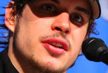 RALEIGH, NC - MAY 23:  Sidney Crosby #87 of the Pittsburgh Penguins talks to the media after their 6-2 win over the Carolina Hurricanes in Game Three of the Eastern Conference Championship Round of the 2009 Stanley Cup Playoffs at RBC Center on May 23, 2009 in Raleigh, North Carolina.  (Photo by Jim McIsaac/Getty Images)