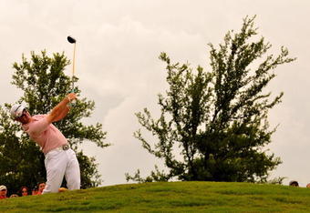 IRVING, TX - MAY 24: Rory Sabbatini tees off the 3rd hole during the fourth and final round of the HP Byron Nelson Championship held at the TPC Four Seasons Resort Las Colinas on May 24, 2009 in Irving, Texas.  (Photo by Marc Feldman/Getty Images)