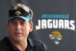 JACKSONVILLE, FL - MAY 1:  Coach Jack Del Rio of the Jacksonville Jaguars talks to the media May 1, 2009 at a team minicamp near Jacksonville Municipal Stadium in Jacksonville, Florida.  (Photo by Al Messerschmidt/Getty Images)