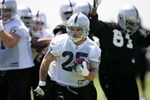 ALAMEDA, CA - MAY 08:  Justin Fargas #25 of the Oakland Raiders runs with the ball during the Raiders minicamp at the team's permanent training facility on May 8, 2009 in Alameda, California.  (Photo by Ezra Shaw/Getty Images)