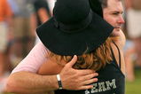 IRVING TX - MAY 24: Rory Sabbatini is congratulated by his wife Amy on the 18th hole during the fourth and final round of the HP Byron Nelson Championship held at the TPC Four Seasons Resort Las Colinas on May 24, 2009 in Irving, Texas. (Photo by Marc Feldman/ Getty Images)