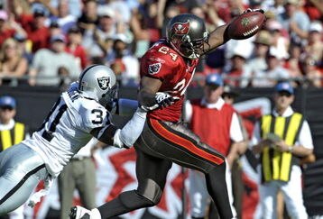 TAMPA, FL - DECEMBER 28: Running back Carnell Williams #24 of the Tampa Bay Buccaneers rushes for a touchdown against the Oakland Raiders at Raymond James Stadium on December 28, 2008 in Tampa, Florida.  (Photo by Al Messerschmidt/Getty Images)